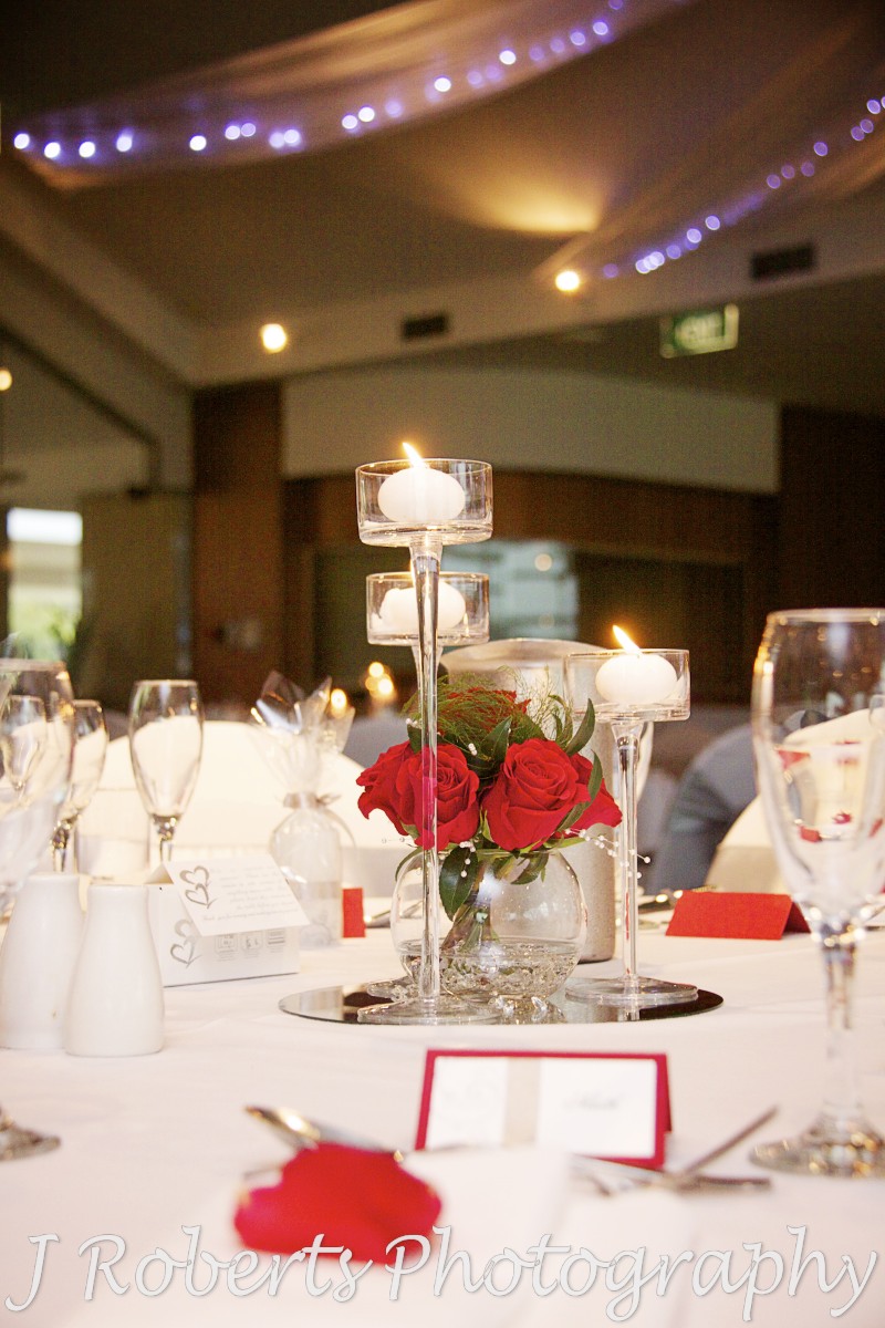 Red rose centrepieces - wedding photography sydney